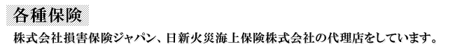 株式会社損害保険ジャパン、日新火災海上保険株式会社の代理店をしています。